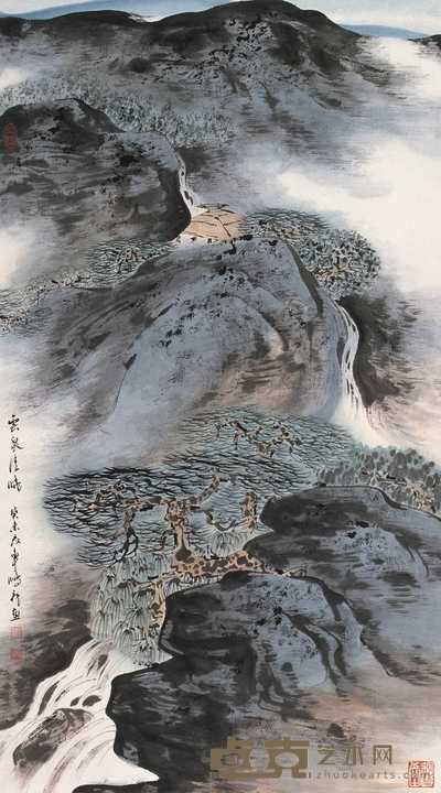 车鹏飞 云泉清晓 立轴 89×49cm